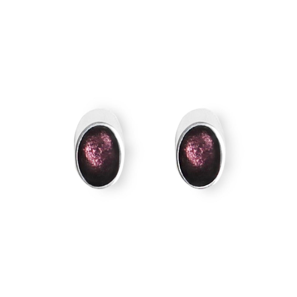 Aubergine Oval Slice Stud Earrings | The Jewellery Stop