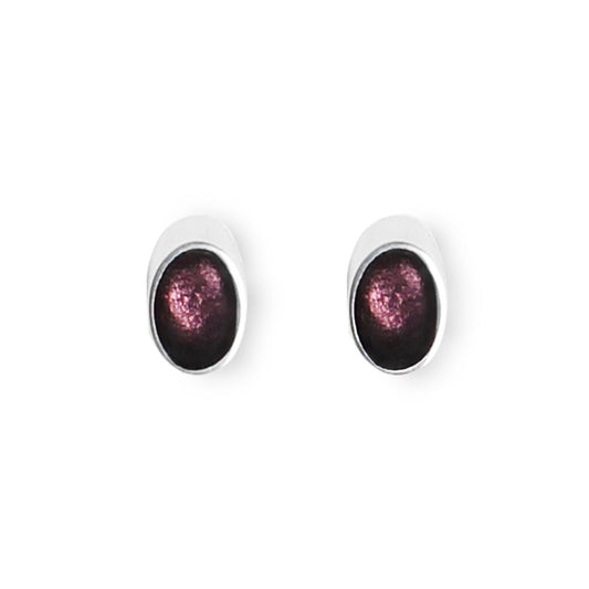 Aubergine Oval Slice Stud Earrings | The Jewellery Stop