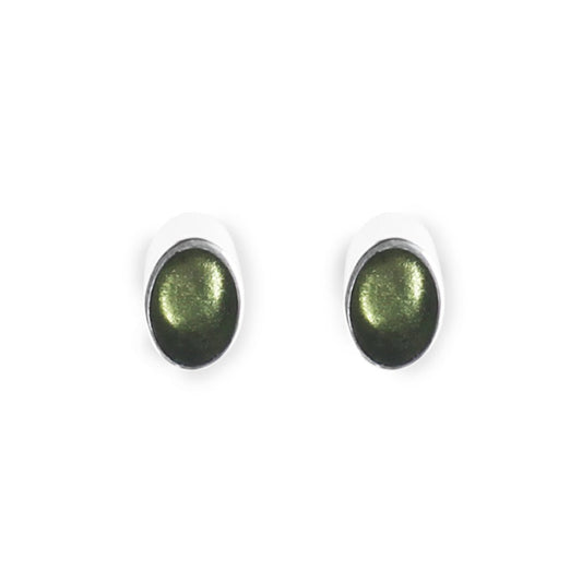 Moss Oval Slice Stud Earrings | The Jewellery Stop