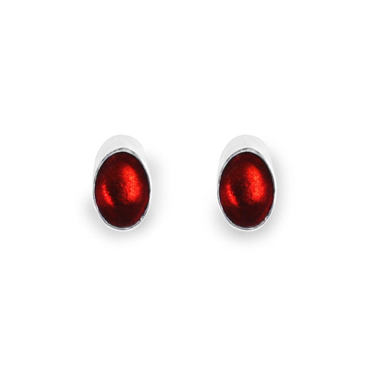 Red Oval Slice Stud Earrings | The Jewellery Stop