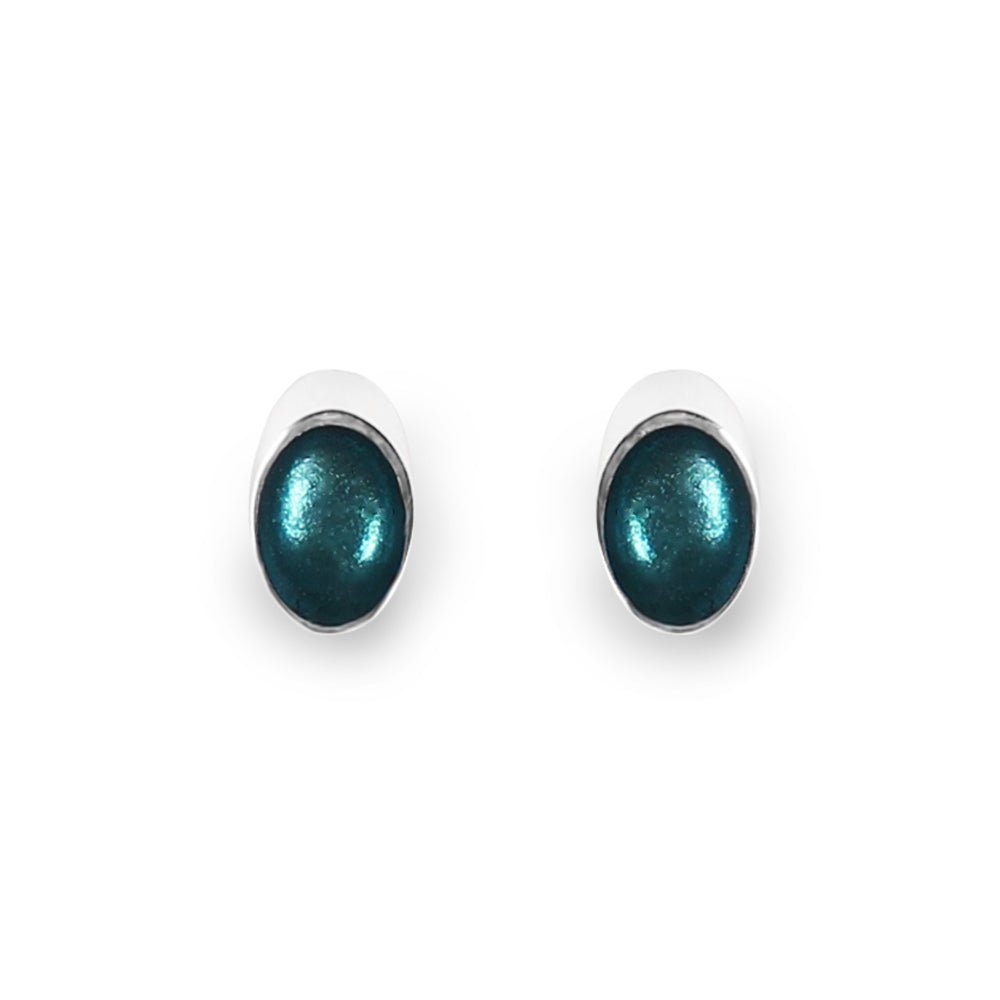 Teal Oval Slice Stud Earrings | The Jewellery Stop