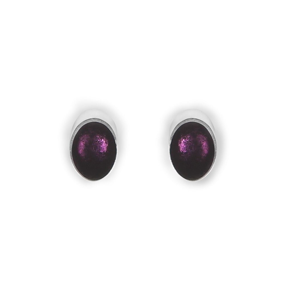 Aubergine Oval Slice Small Stud Earrings | The Jewellery Stop