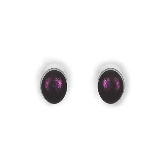 Aubergine Oval Slice Small Stud Earrings | The Jewellery Stop