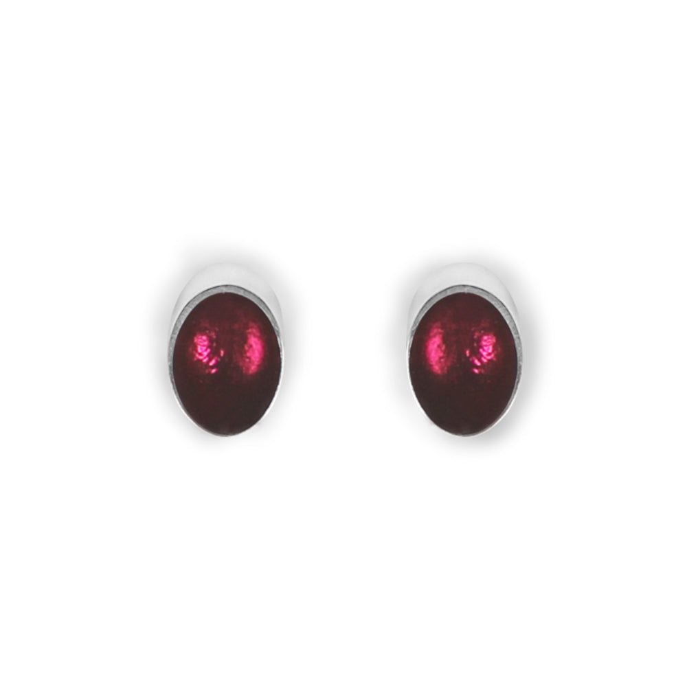 Fuchsia Oval Slice Small Stud Earrings | The Jewellery Stop