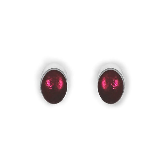 Fuchsia Oval Slice Small Stud Earrings | The Jewellery Stop