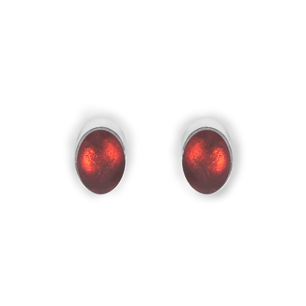 Red Oval Slice Small Stud Earrings | The Jewellery Stop