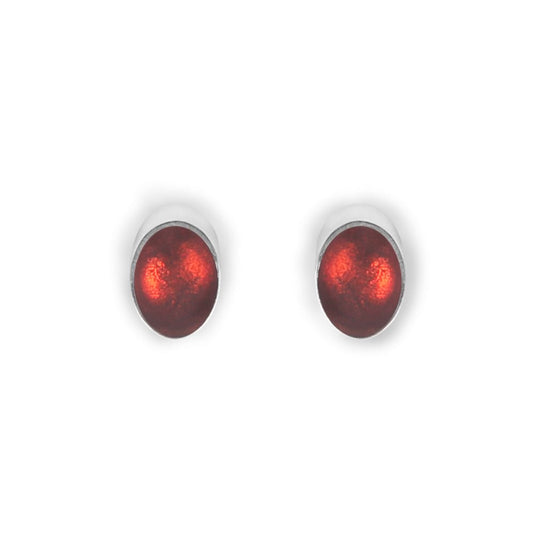 Red Oval Slice Small Stud Earrings | The Jewellery Stop