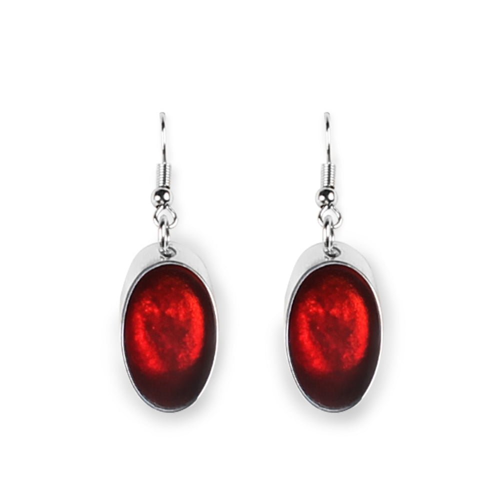 Red Oval Slice Fish Hook Earrings | The Jewellery Stop