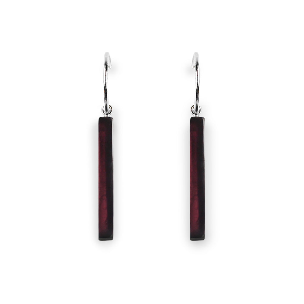 Plum Square Sticks Creole Earrings | The Jewellery Stop