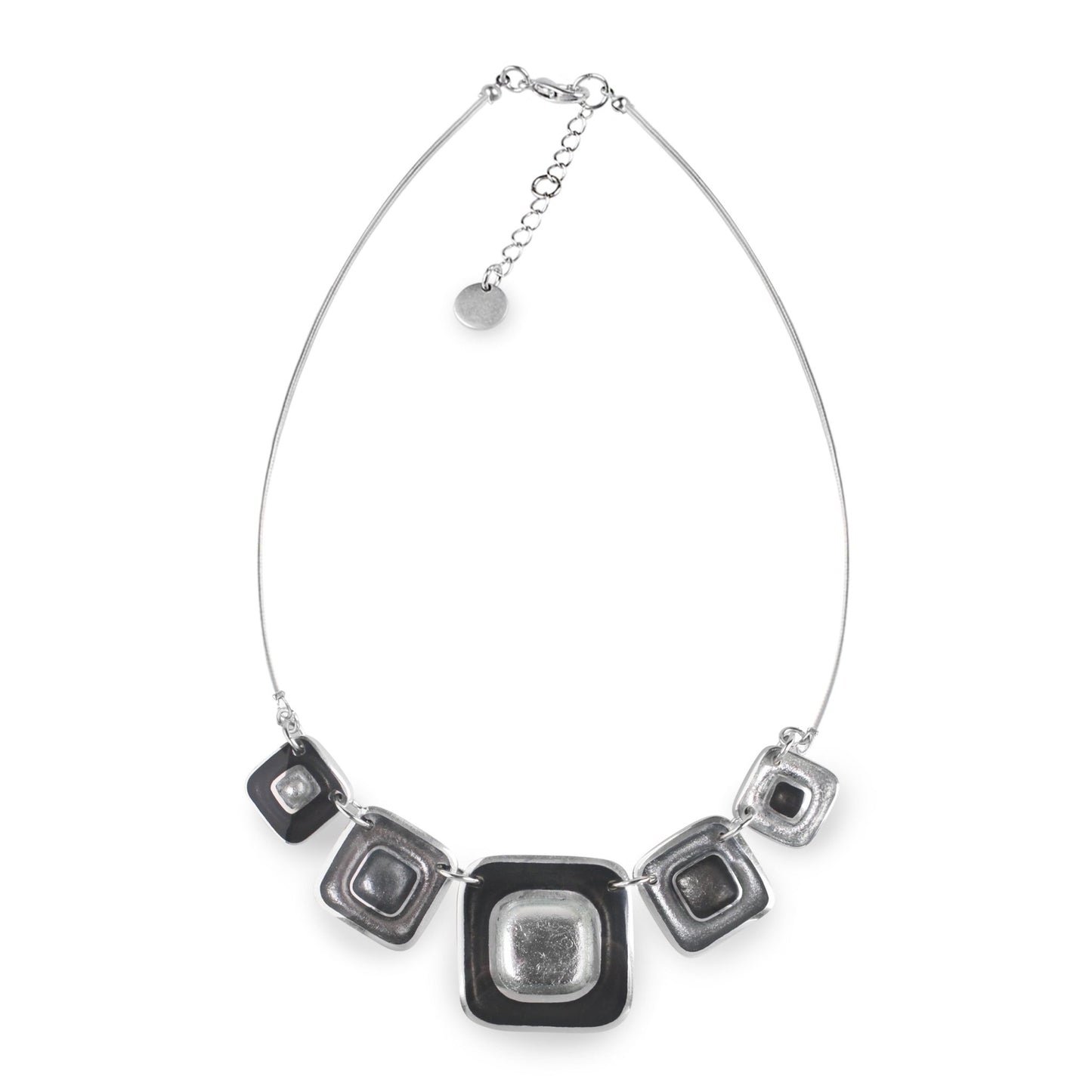 Black Retro Squares Necklace | The Jewellery Stop