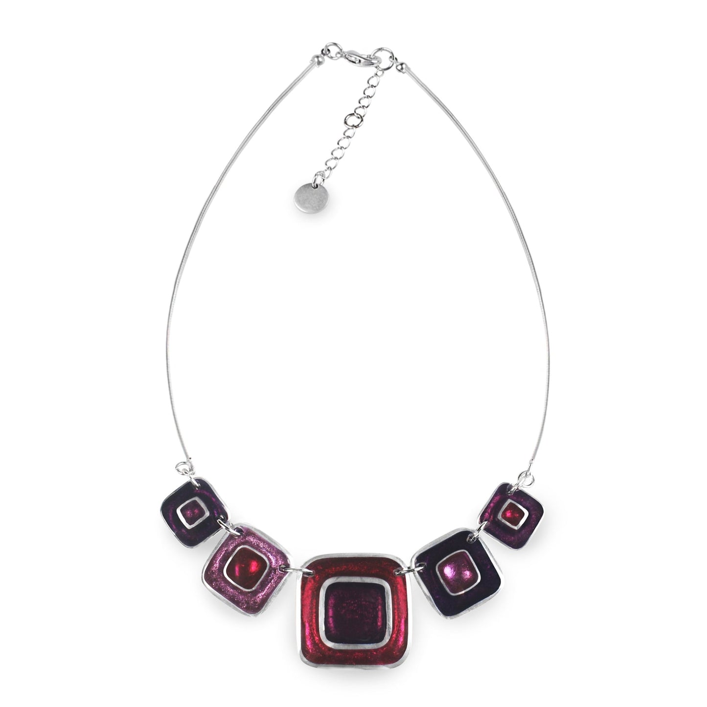 Blackberry Retro Squares Necklace | The Jewellery Stop