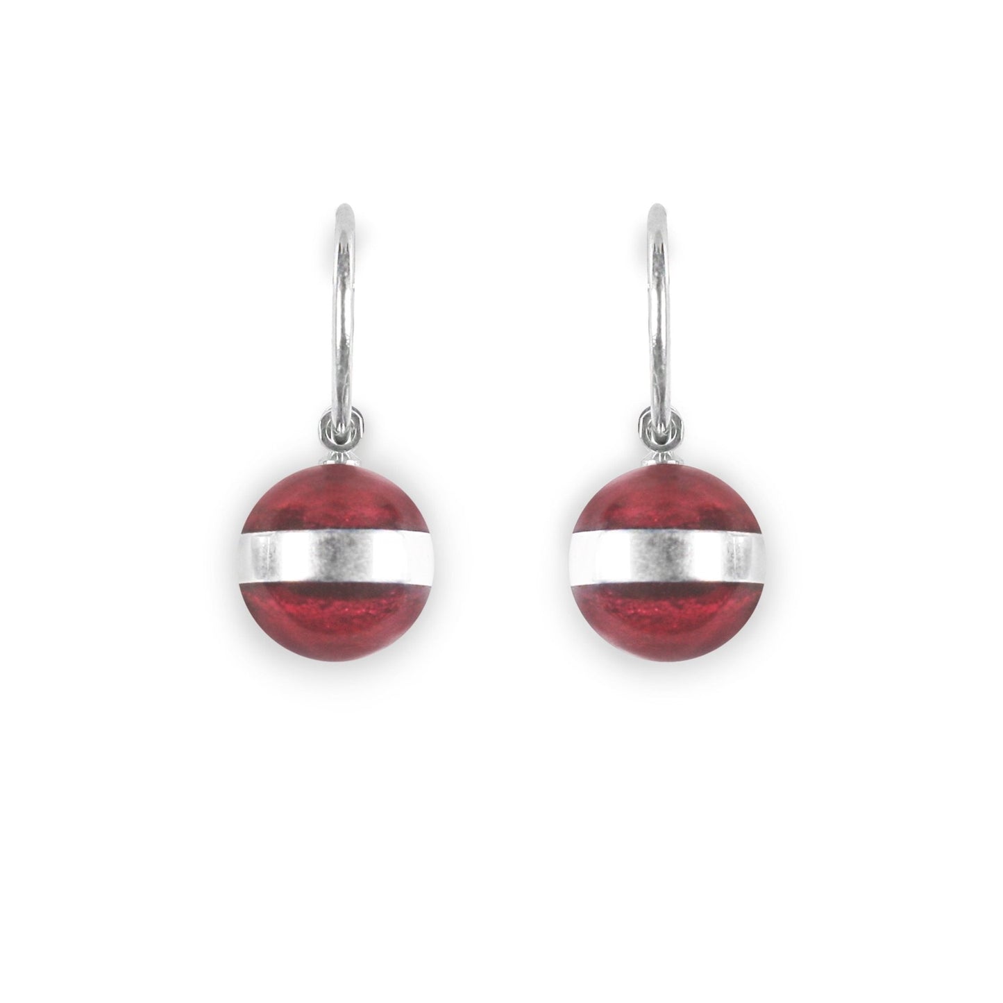Red Aluminium Ball Creole Earrings | The Jewellery Stop