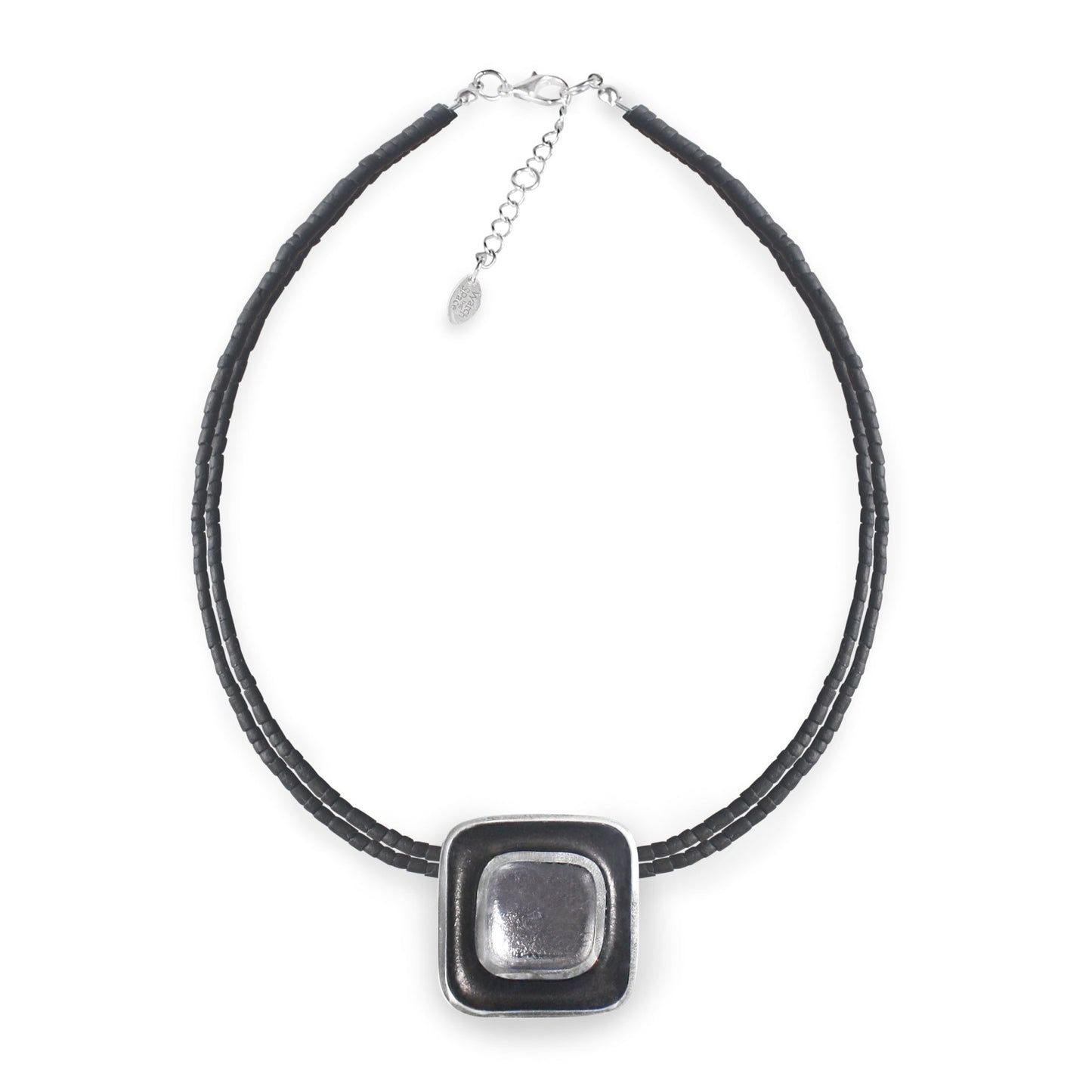 Black Retro Squares Pendant on Coco | The Jewellery Stop