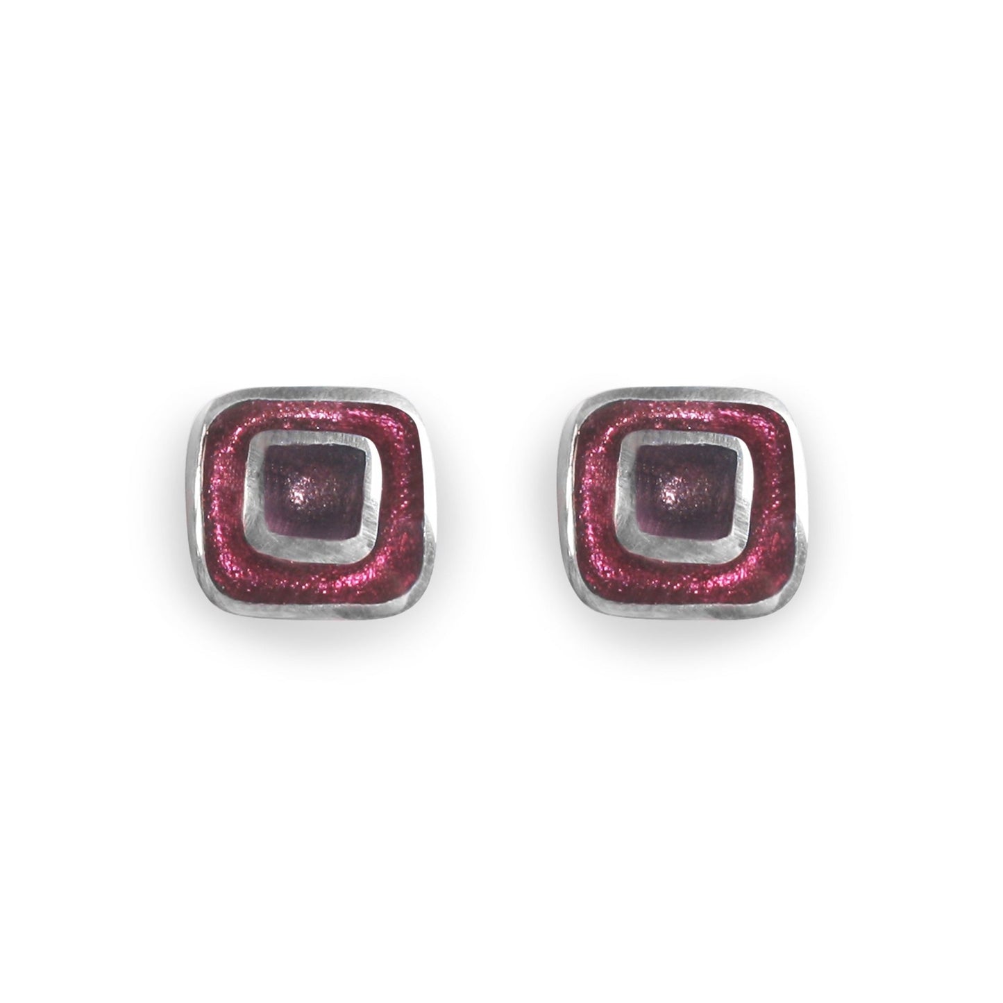 Blackberry Retro Square Medium Stud Earrings | The Jewellery Stop