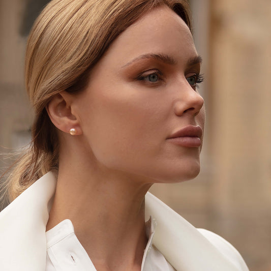 Pink Freshwater Pearl Sterling Silver Stud Earrings