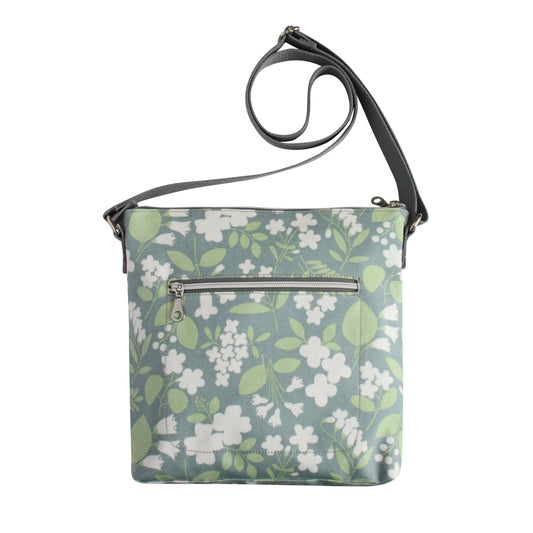 Green Flower Oil Cloth Messenger Bag