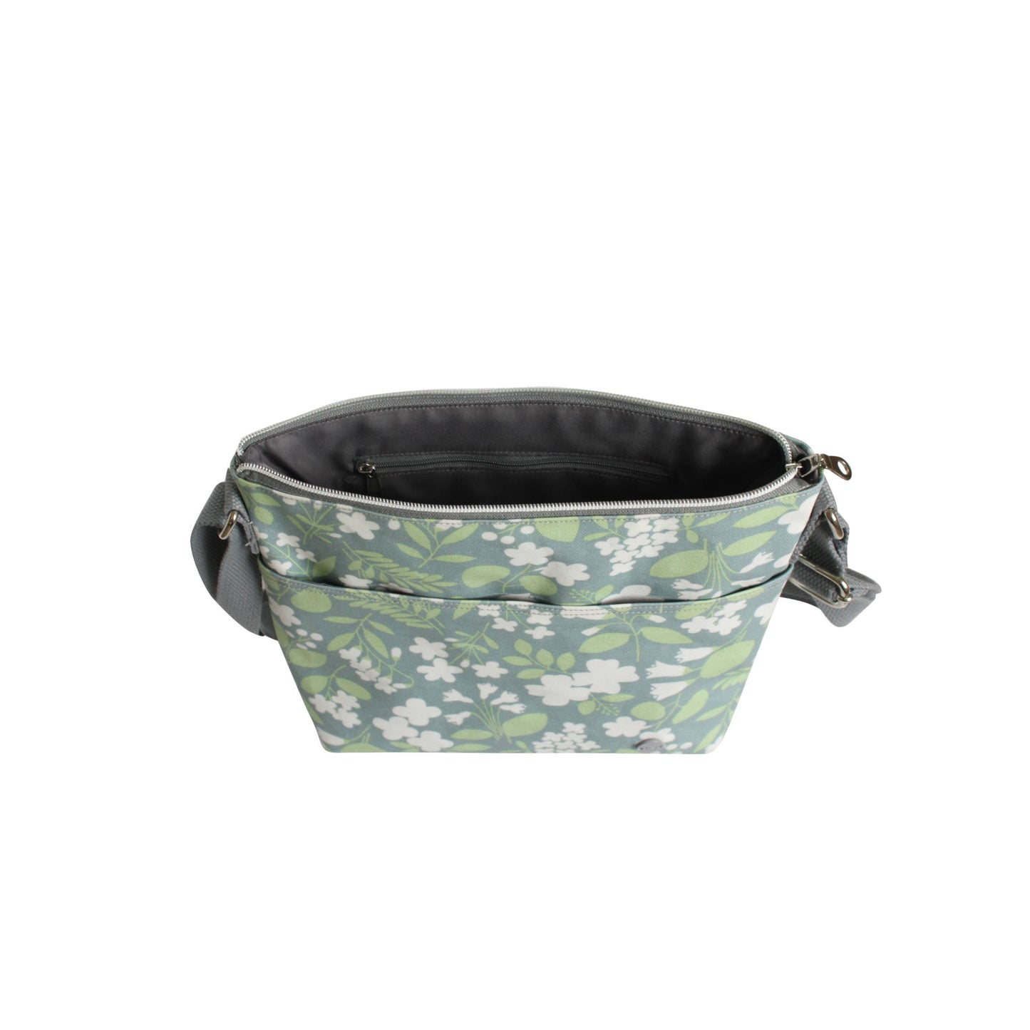 Green Flower Oil Cloth Messenger Bag