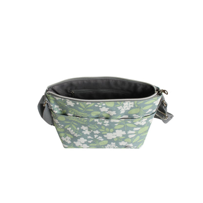 Green Flower Oil Cloth Messenger Bag