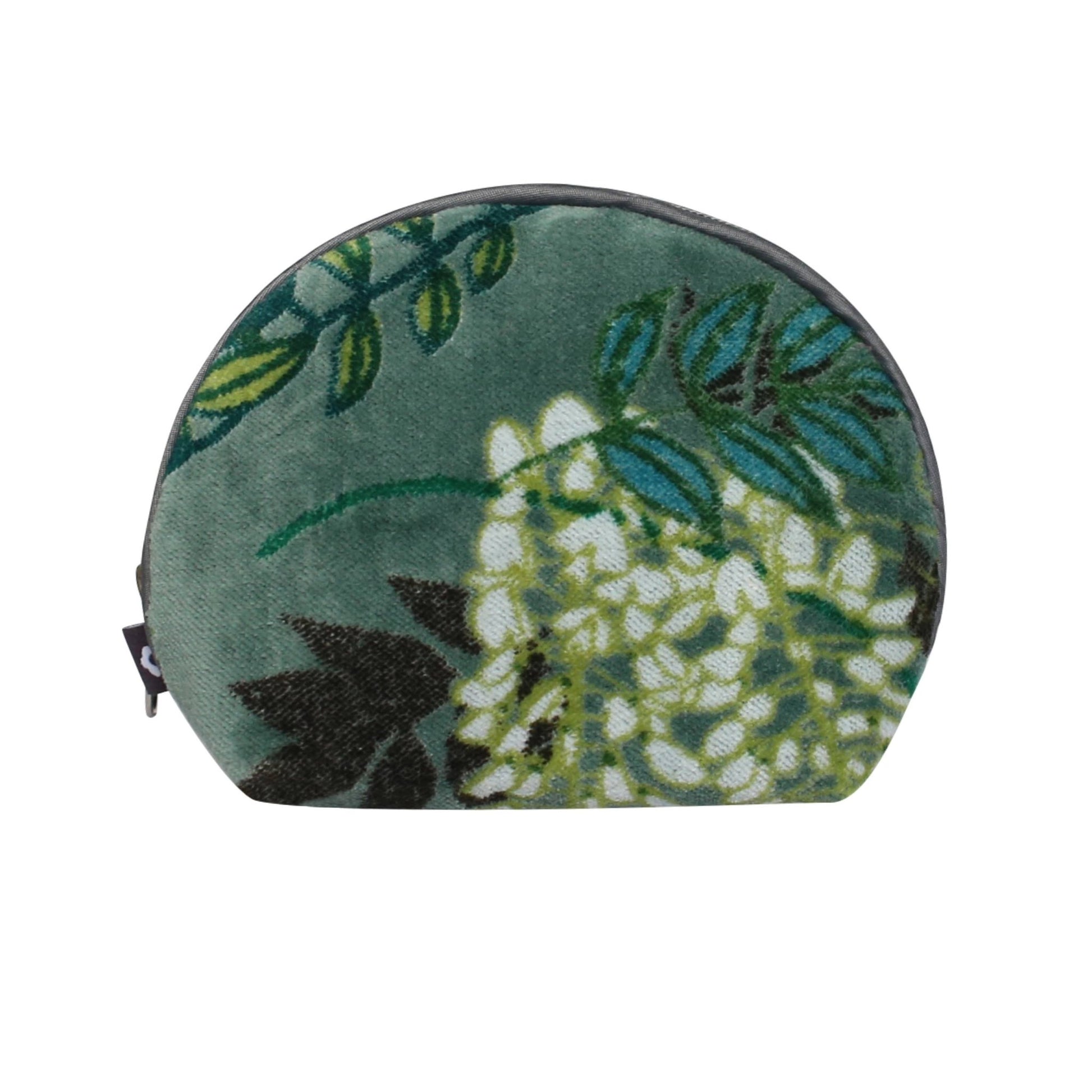 Green Botanical Velvet Halfmoon Purse | The Jewellery Stop