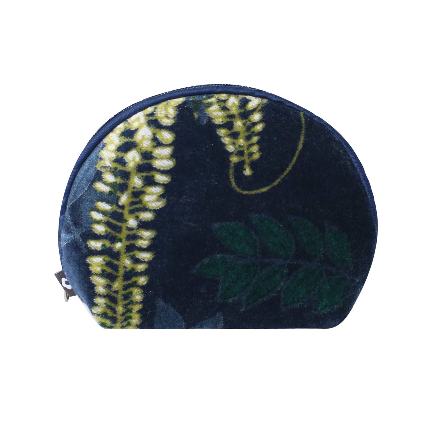Navy Botanical Velvet Halfmoon Purse | The Jewellery Stop