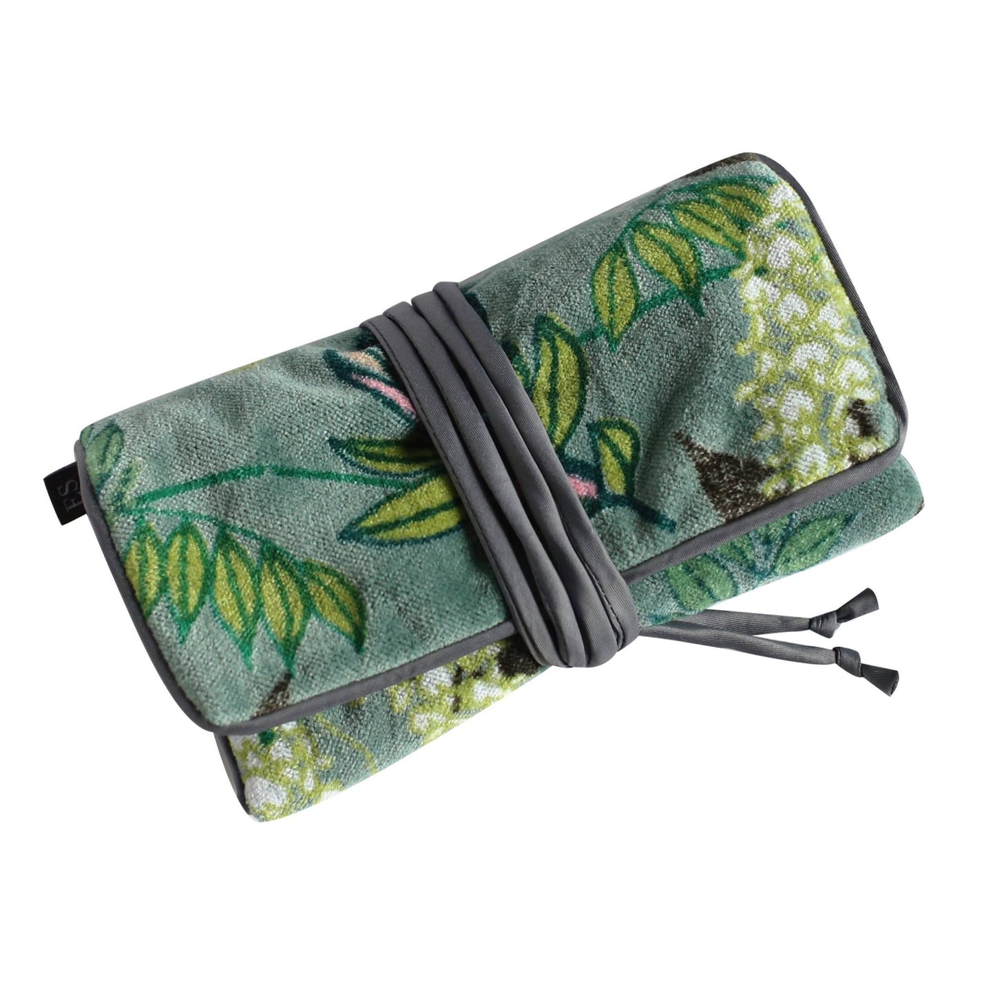 Green Botanical Velvet Jewellery Roll | The Jewellery Stop