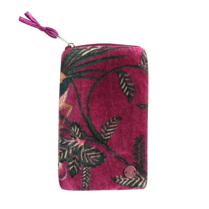 Plum Botanical Printed Velvet Eyeglass Case | The Jewellery Stop
