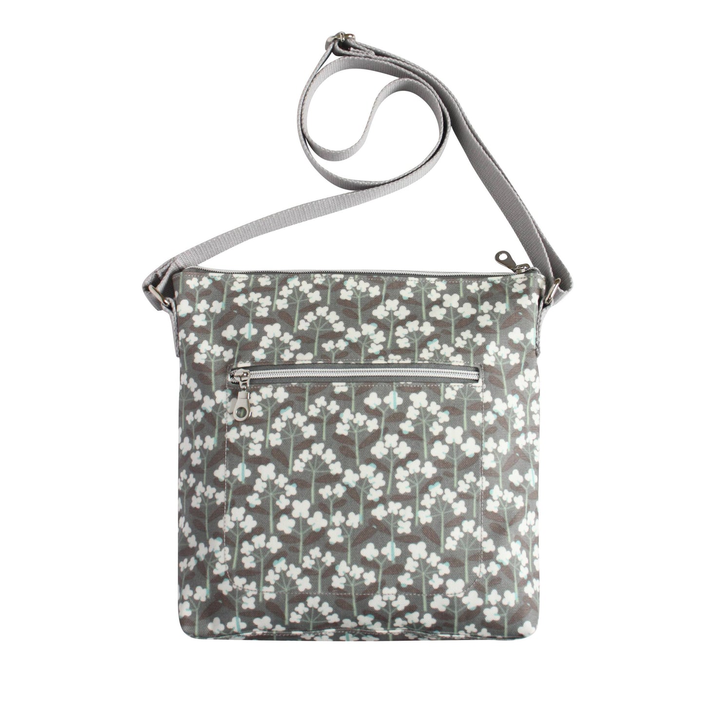 Grey Flower Oil Cloth Messenger Bag