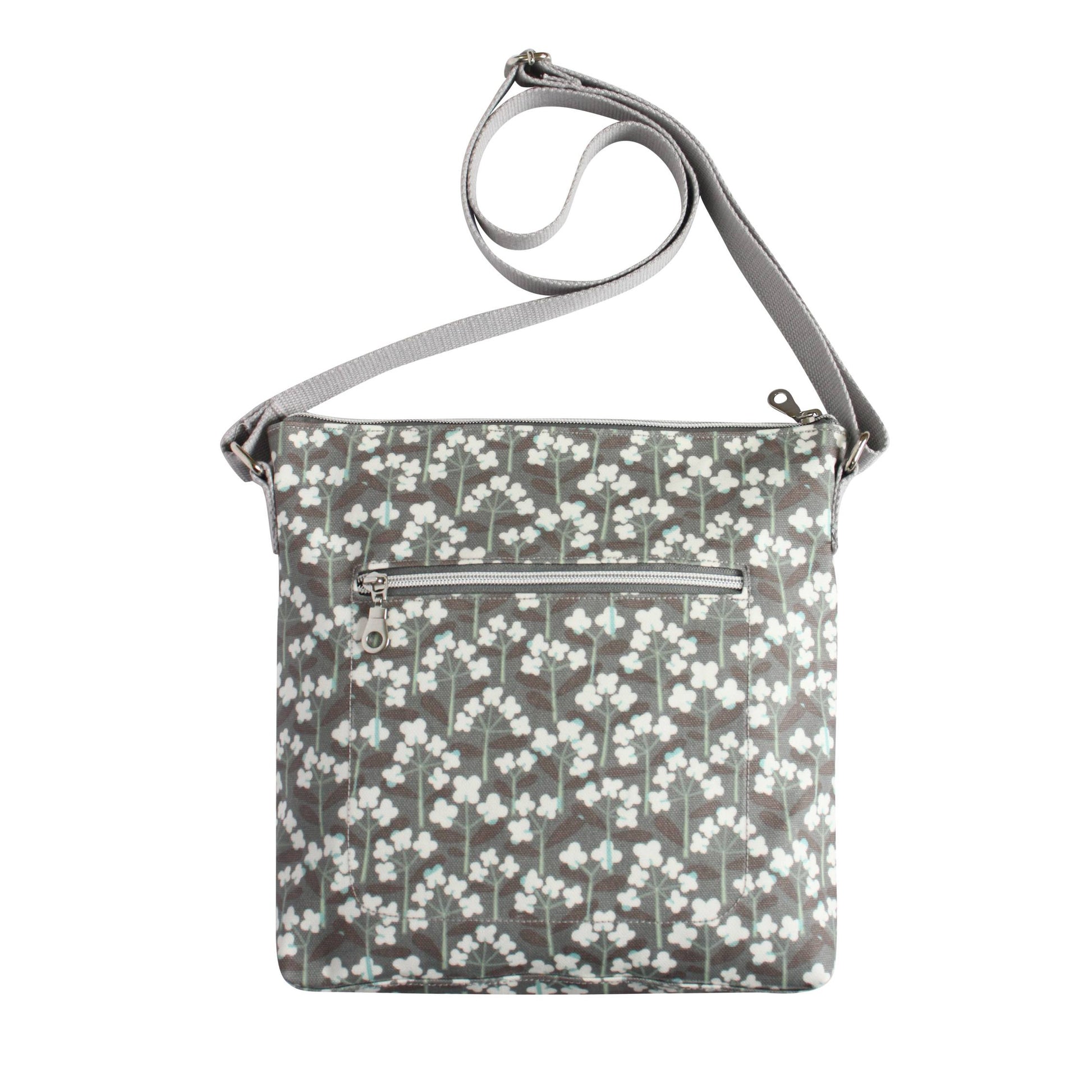 Grey Flower Oil Cloth Messenger Bag