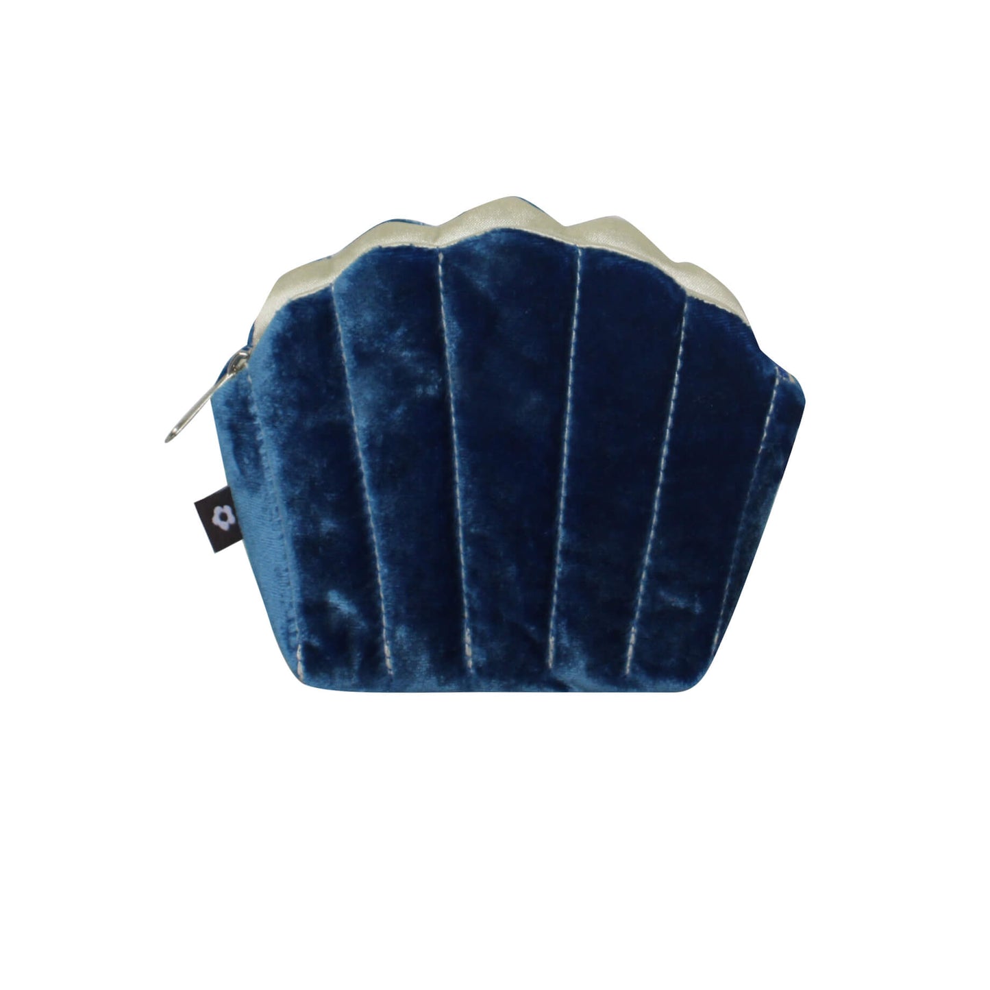 Blue Silk Velvet Clam Purse | The Jewellery Stop