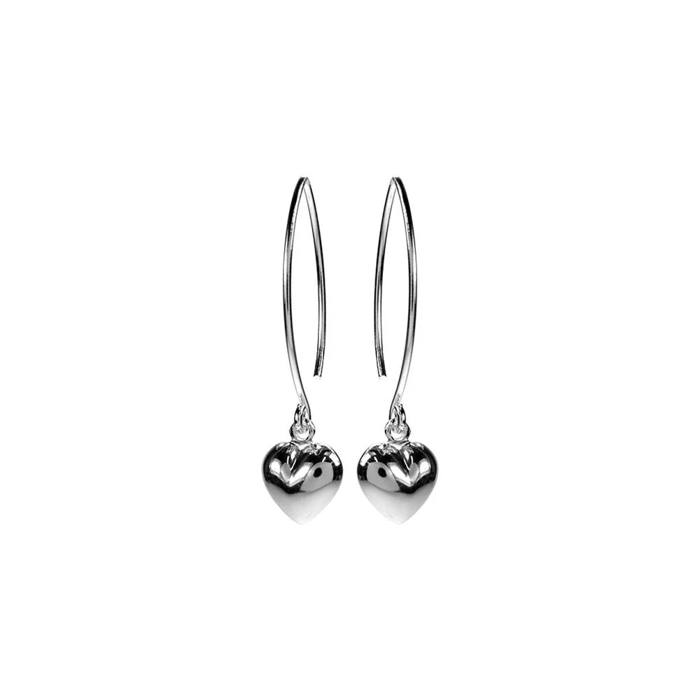 Amora Long Wired Heart Long Hook Earrings | The Jewellery Stop