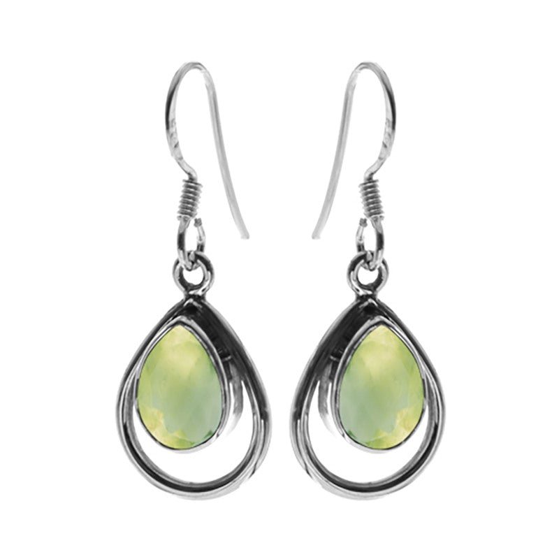 Prehnite Teardrop Sterling Silver Fish Hook Earrings | The Jewellery Stop