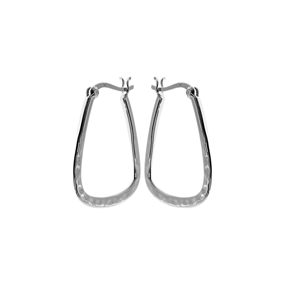 Sterling Silver Textured U - Shaped Creole Hoop Earrings | The Jewellery Stop