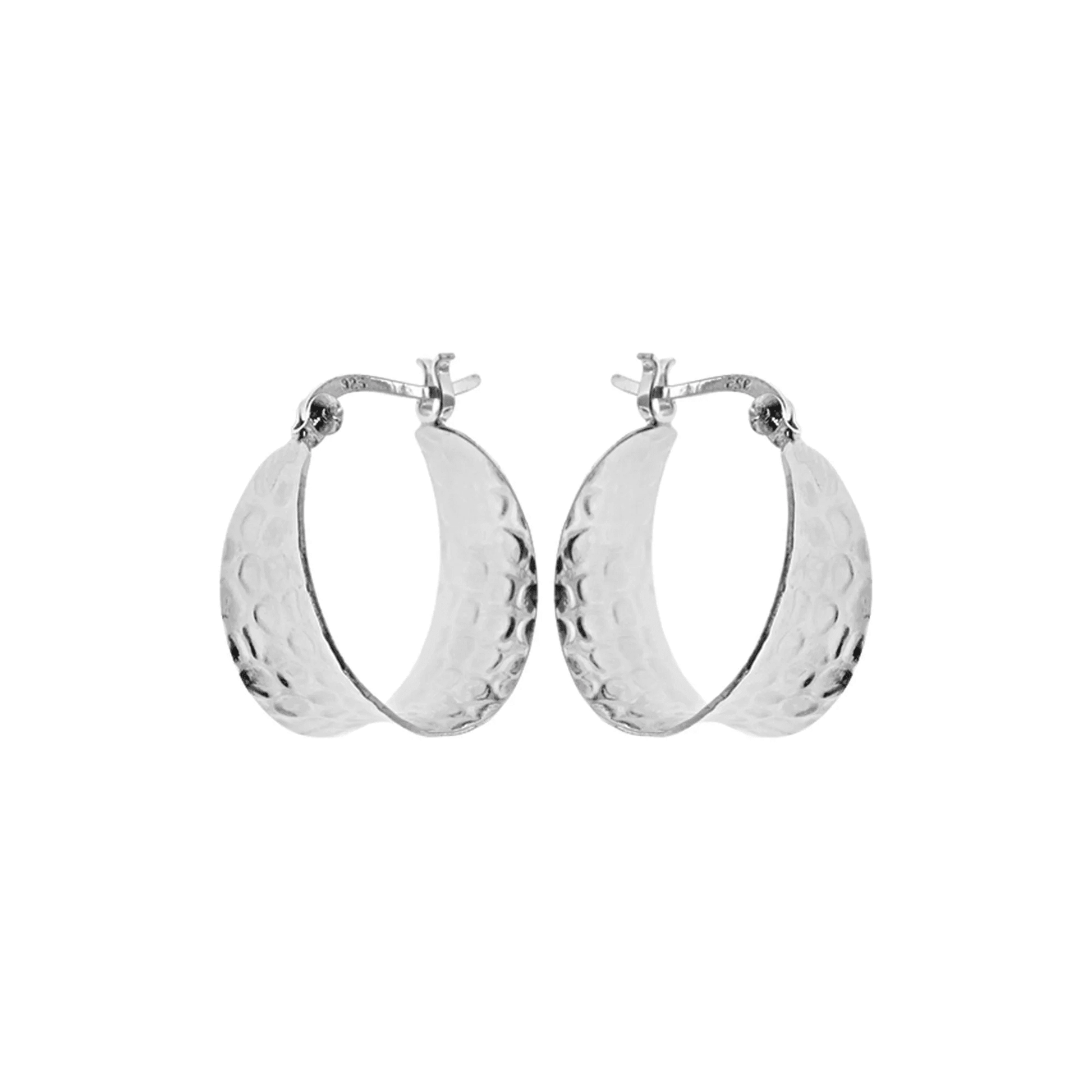 Sterling Silver Textured Chunky Wedge Creole Hoop Earrings | The Jewellery Stop