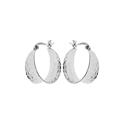 Sterling Silver Textured Chunky Wedge Creole Hoop Earrings | The Jewellery Stop