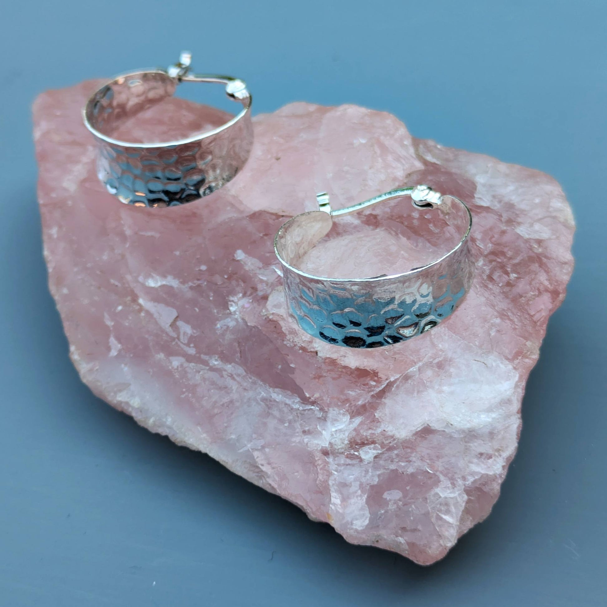 Sterling Silver Textured Chunky Wedge Creole Hoop Earrings | The Jewellery Stop