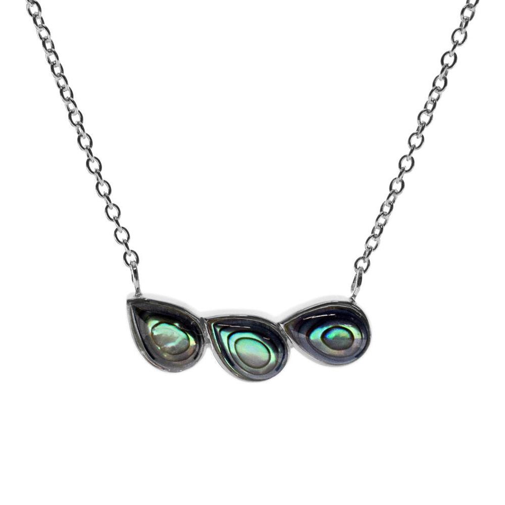 Sterling Silver Triple Teardrop Paua Shell Necklace | The Jewellery Stop