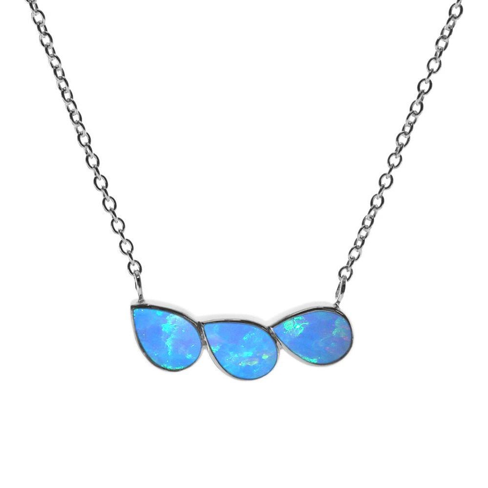 Sterling Silver Triple Teardrop Blue Opalique Necklace | The Jewellery Stop