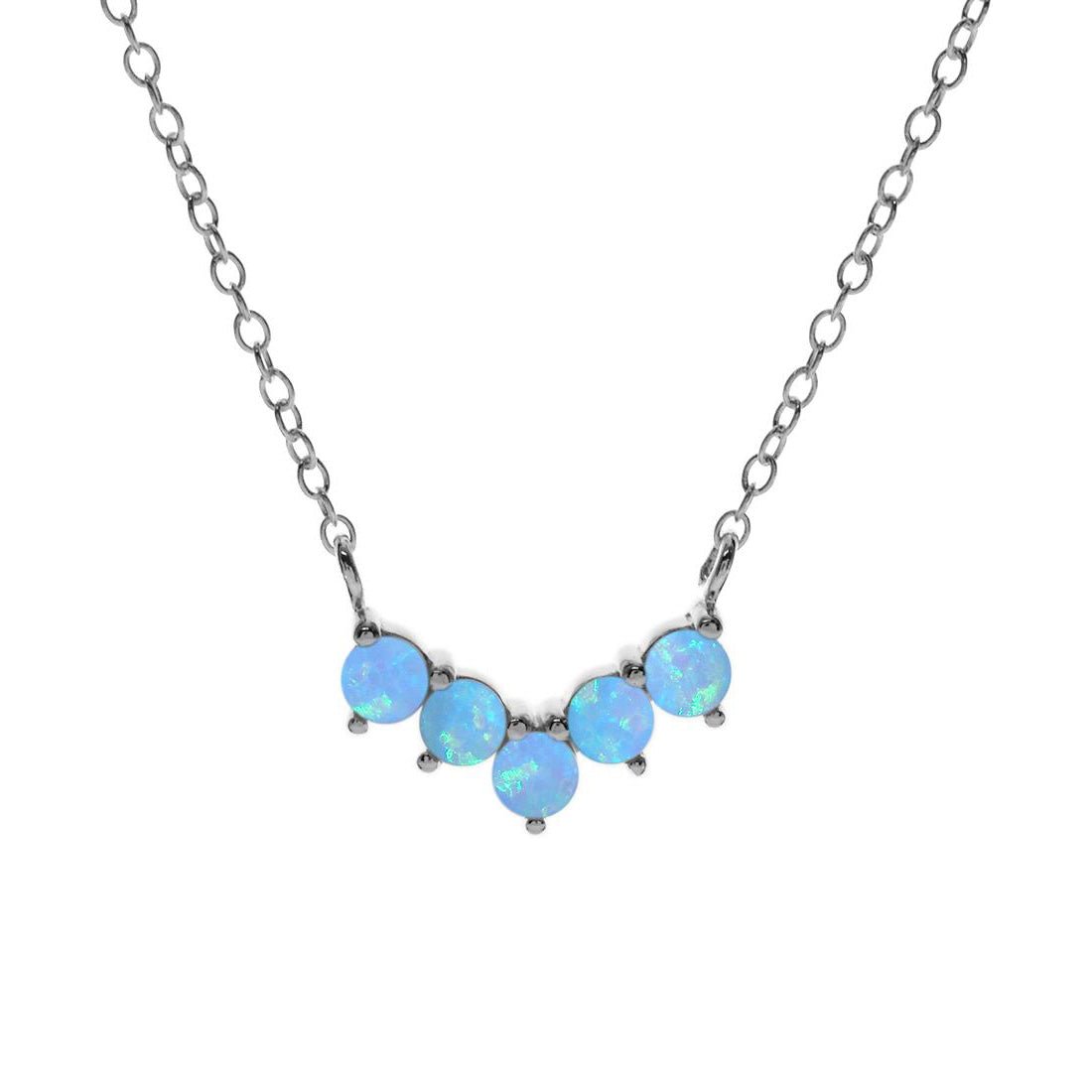 Sterling Silver And Blue Opalique Orb Cluster Necklace | The Jewellery Stop