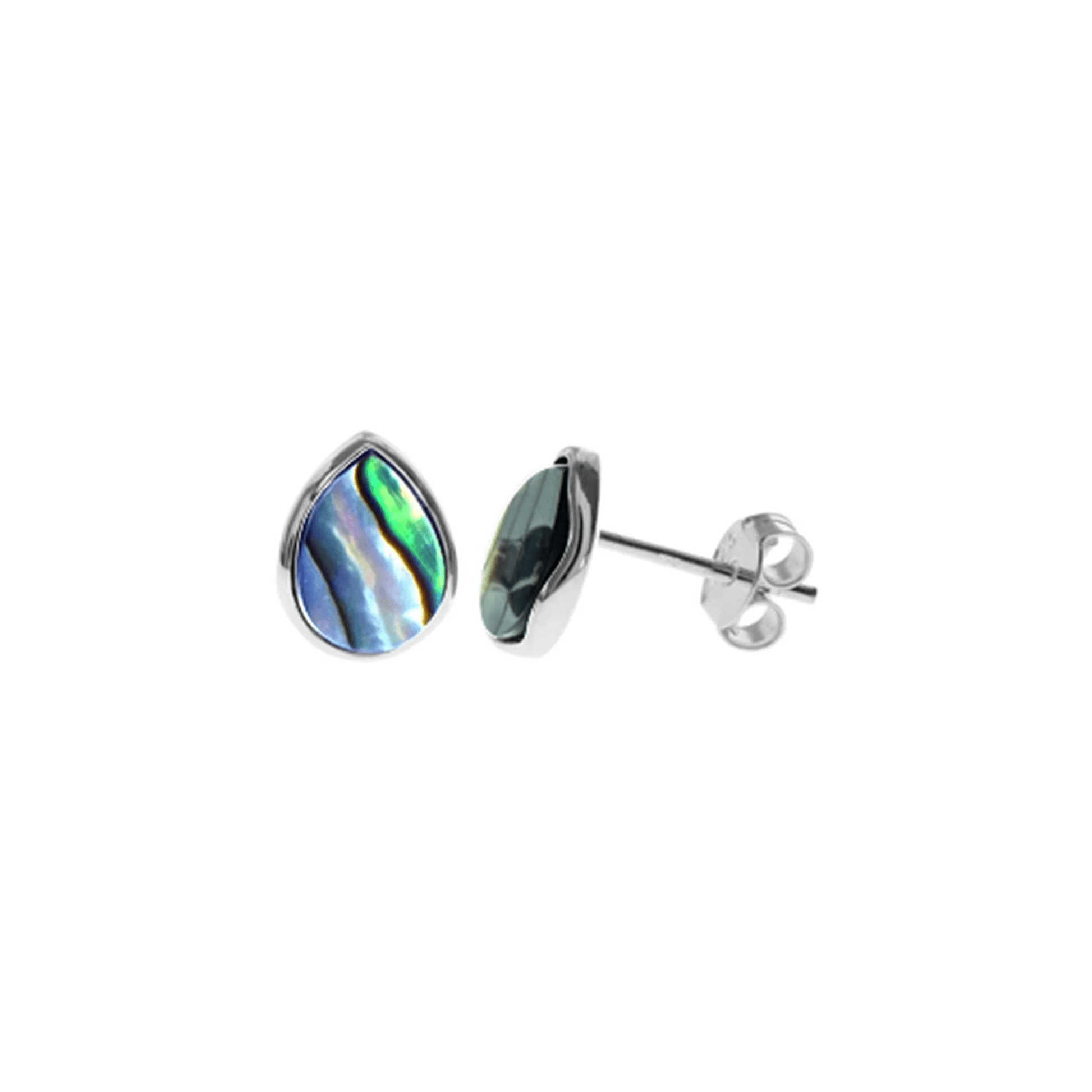 Sterling Silver And Paua Shell Teardrop Stud Earrings | The Jewellery Stop