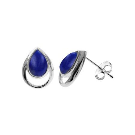 Sterling Silver Teardrop Lapis Lazuli Stud Earrings | The Jewellery Stop