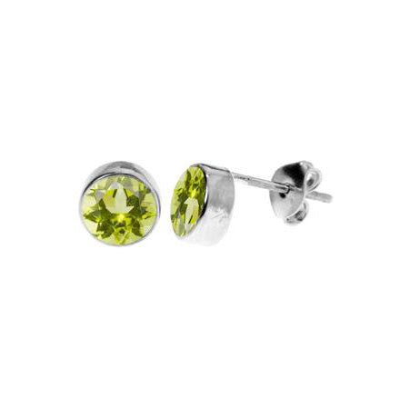 Sterling Silver Faceted Round Peridot Stud Earrings | The Jewellery Stop