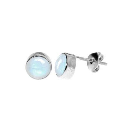 Sterling Silver Round Rainbow Moonstone Stud Earrings | The Jewellery Stop