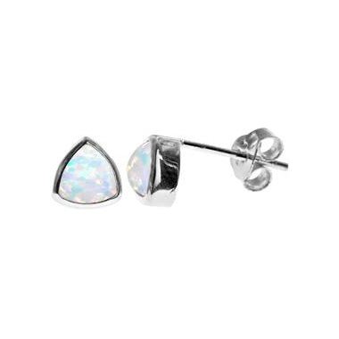 Triangle Sterling Silver And White Opalique Stud Earrings | The Jewellery Stop