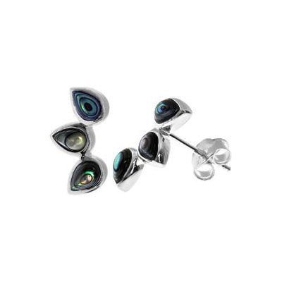 Sterling Silver Triple Teardrop Paua Shell Stud Earrings | The Jewellery Stop