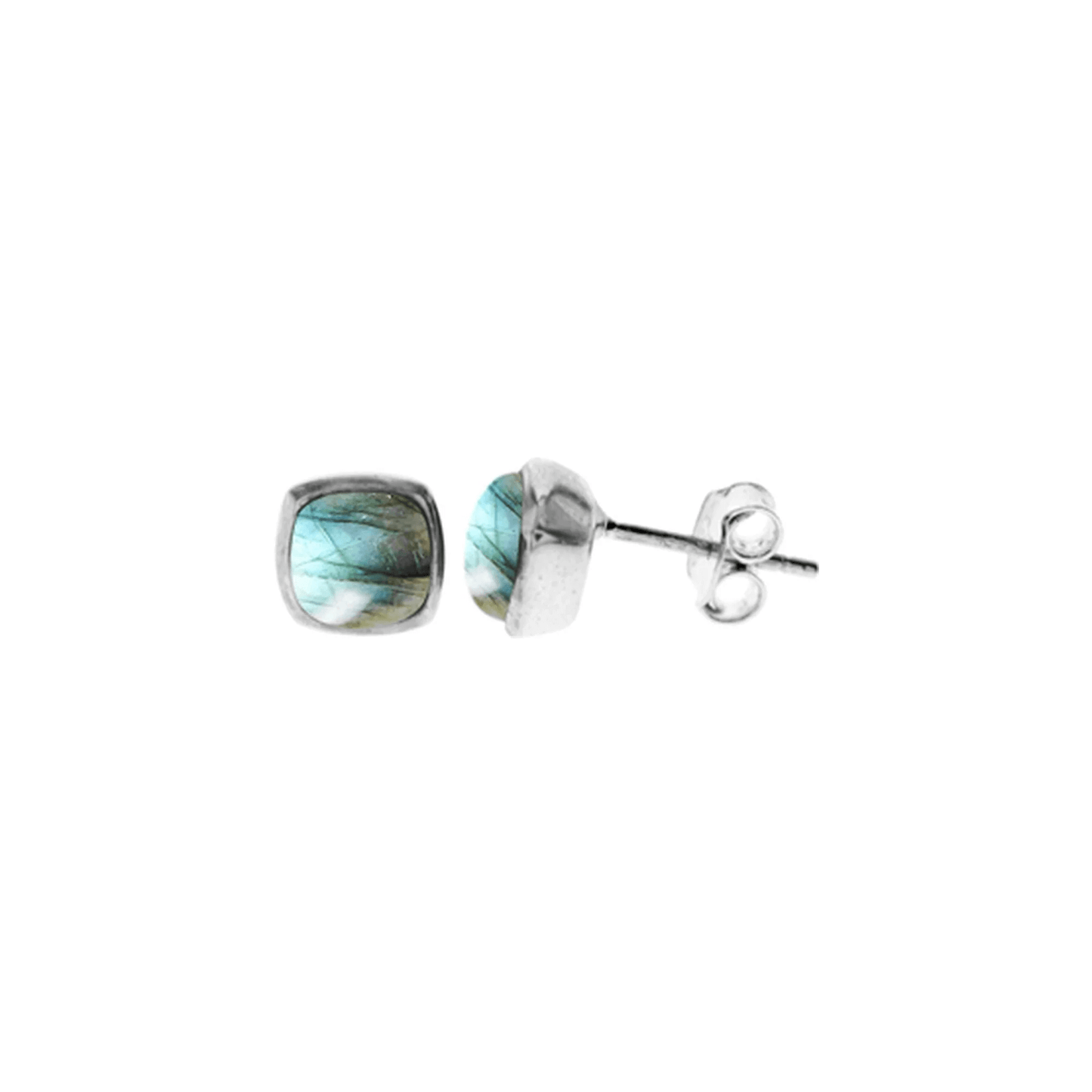 Sterling Silver Squircle Labradorite Stud Earrings | The Jewellery Stop