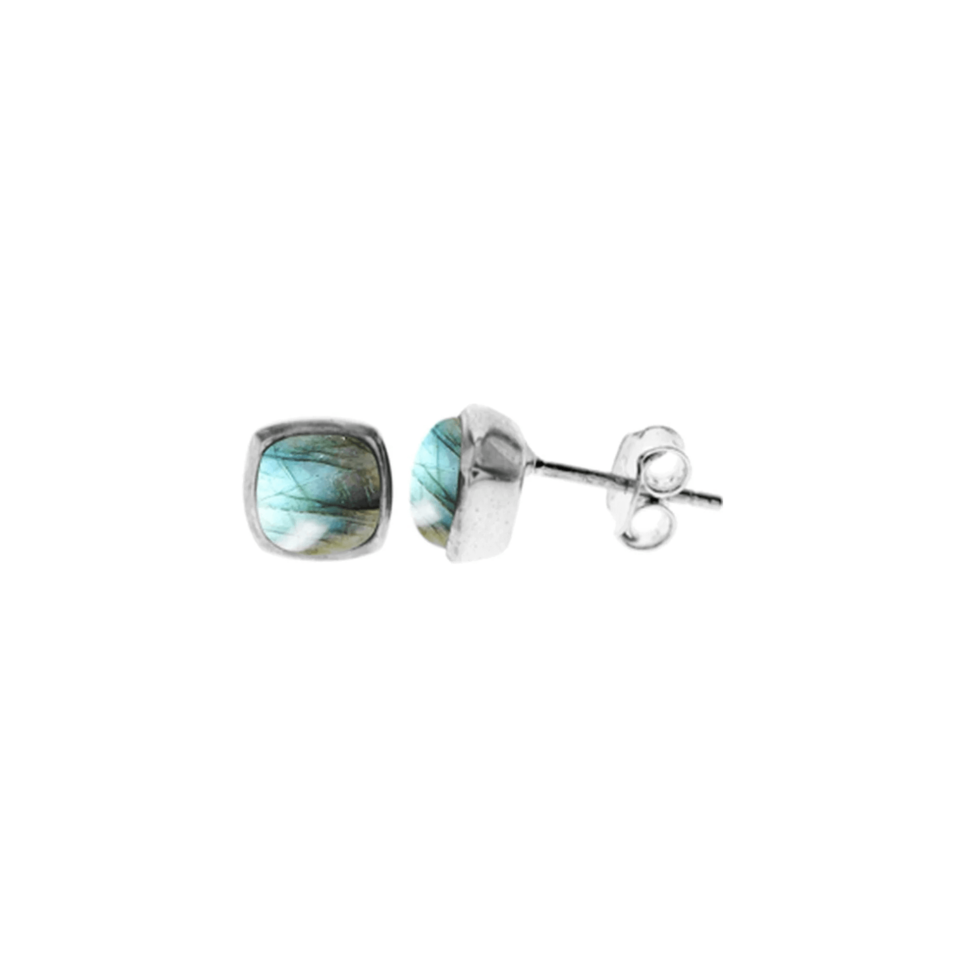 Sterling Silver Squircle Labradorite Stud Earrings | The Jewellery Stop