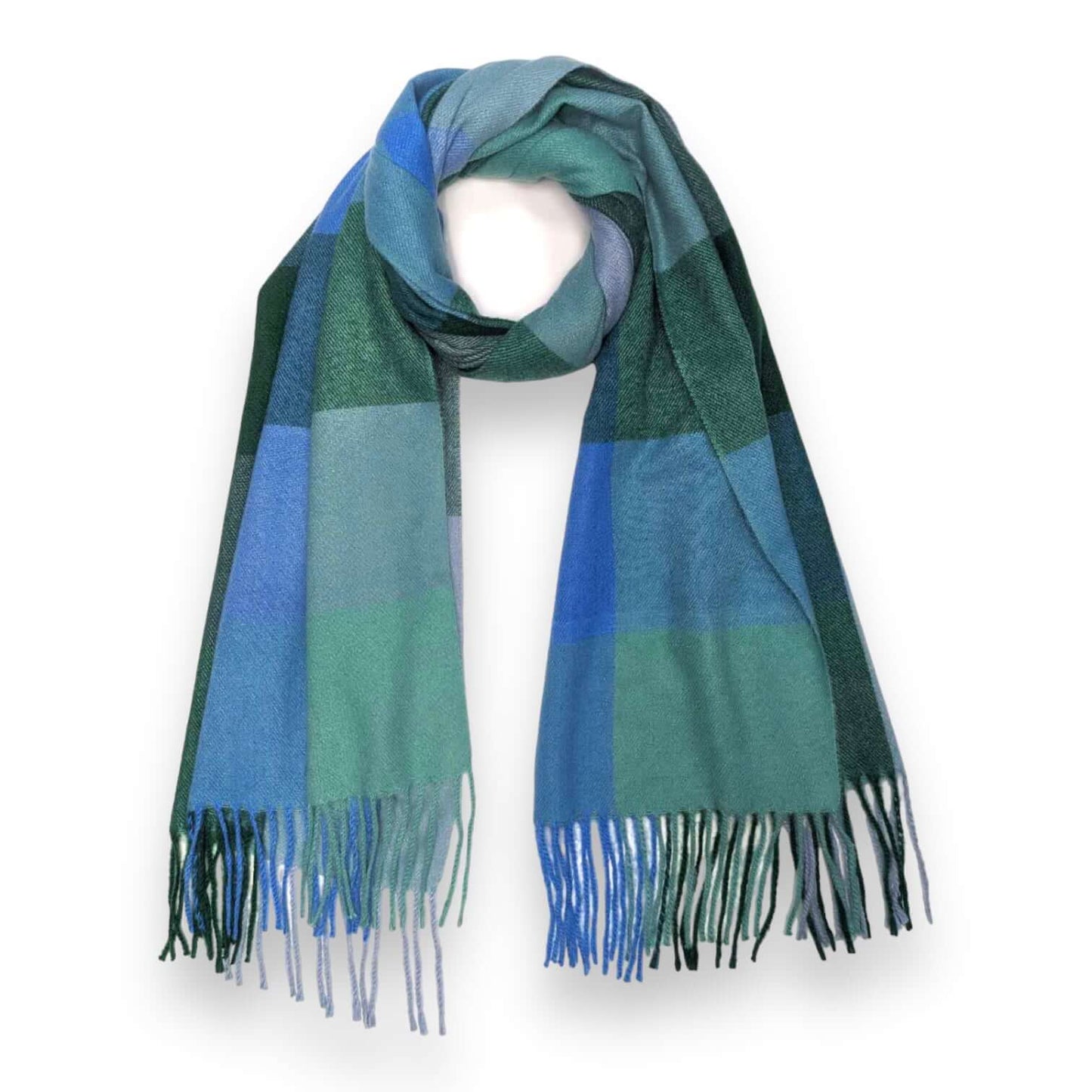 Blue Wool Mix Classic Check Scarf