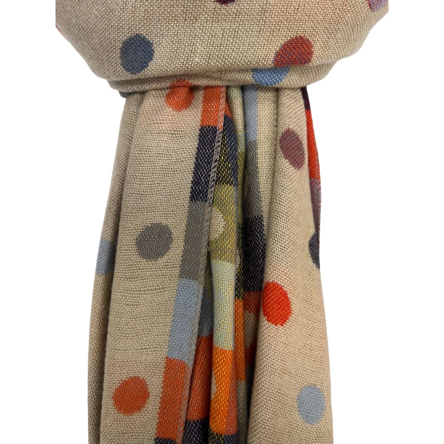 Cream and Multi Coloured Reversible Polka Dot Scarf | The Jewellery Stop