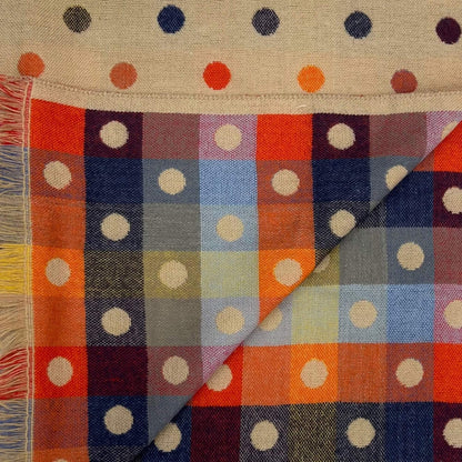 Cream and Multi Coloured Reversible Polka Dot Scarf | The Jewellery Stop