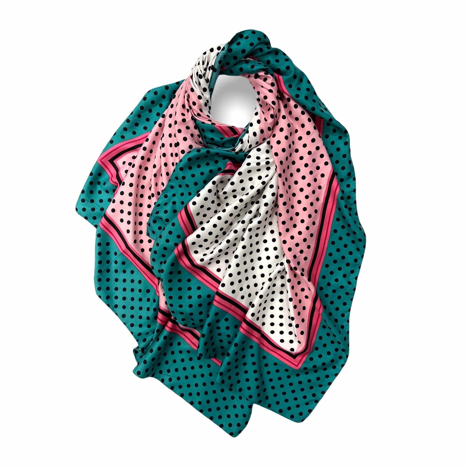 Vintage Inspired Pink Silky Polka Dot Scarf | The Jewellery Stop